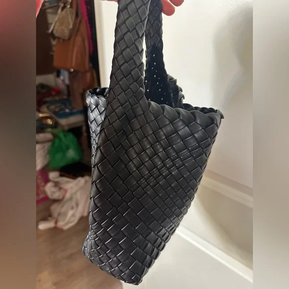 Elegant Black Woven Mini Tote Bag - Picture 2 of 10